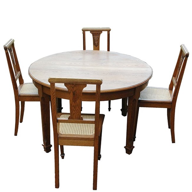 Table Art Déco Française avec 6 chaises