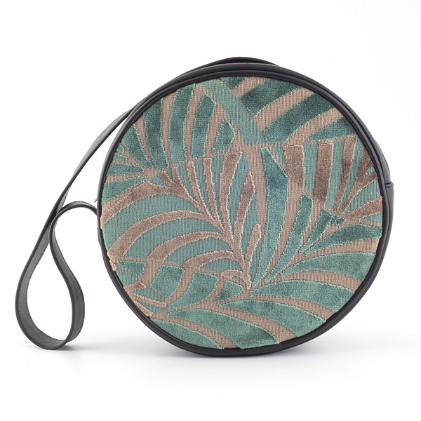 Sac à main Rondeau Palmier Vert Mer - Cuir noir