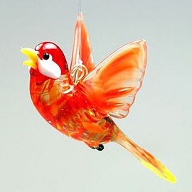 Sculpture de verre Oiseau rouge volant