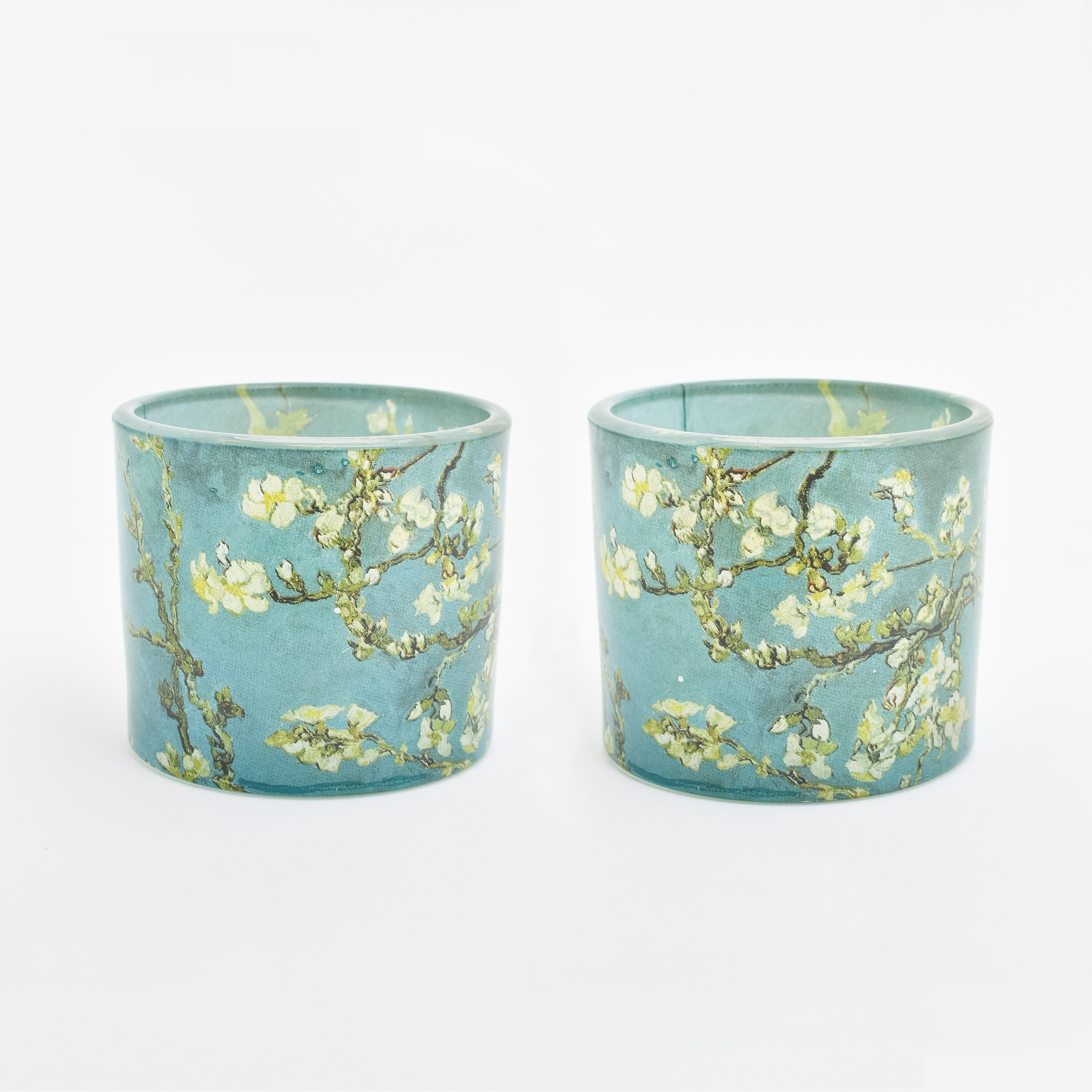 Lot de 2 bougeoirs à thé fleur d'amandier