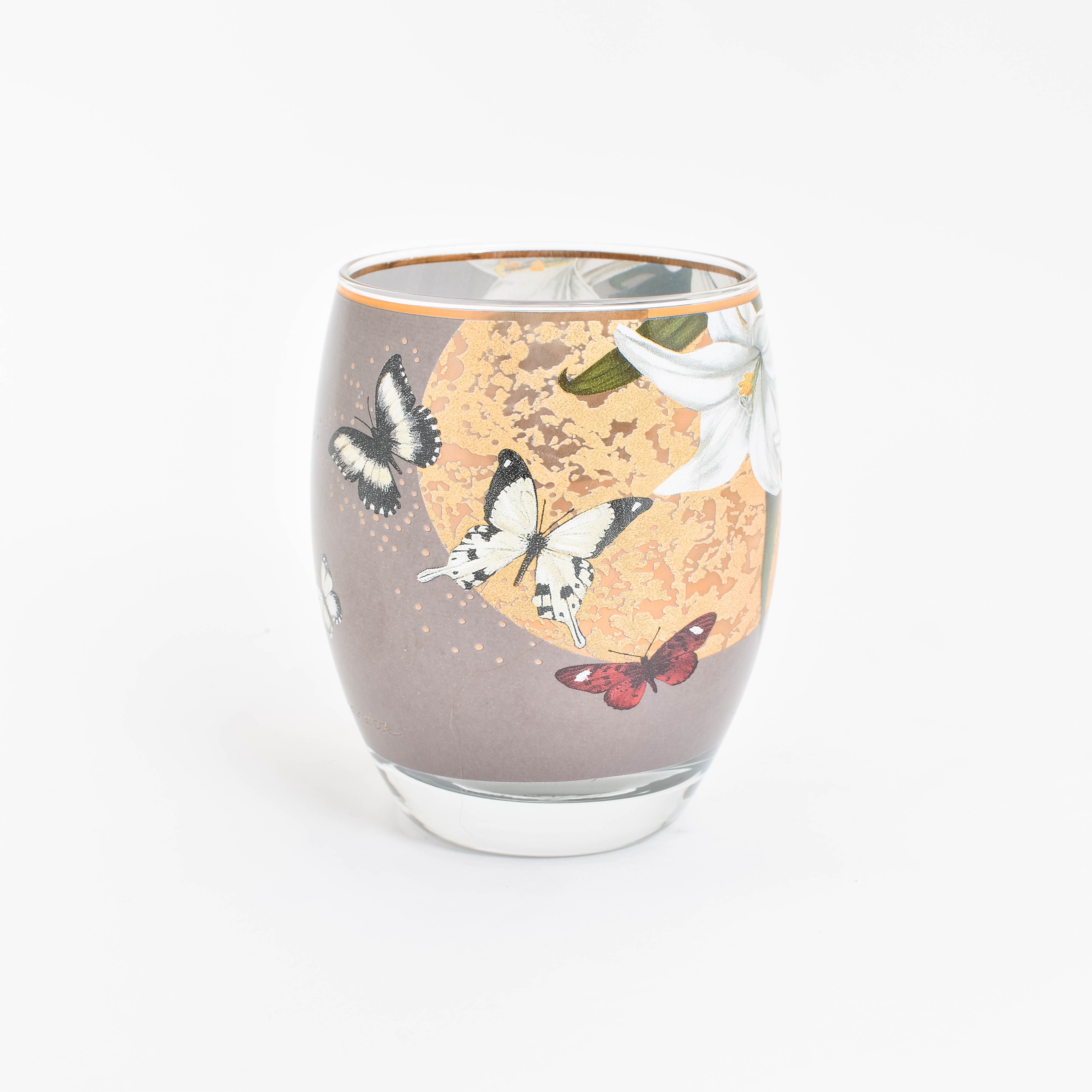 Tea-Light Lys et Papillons Gris