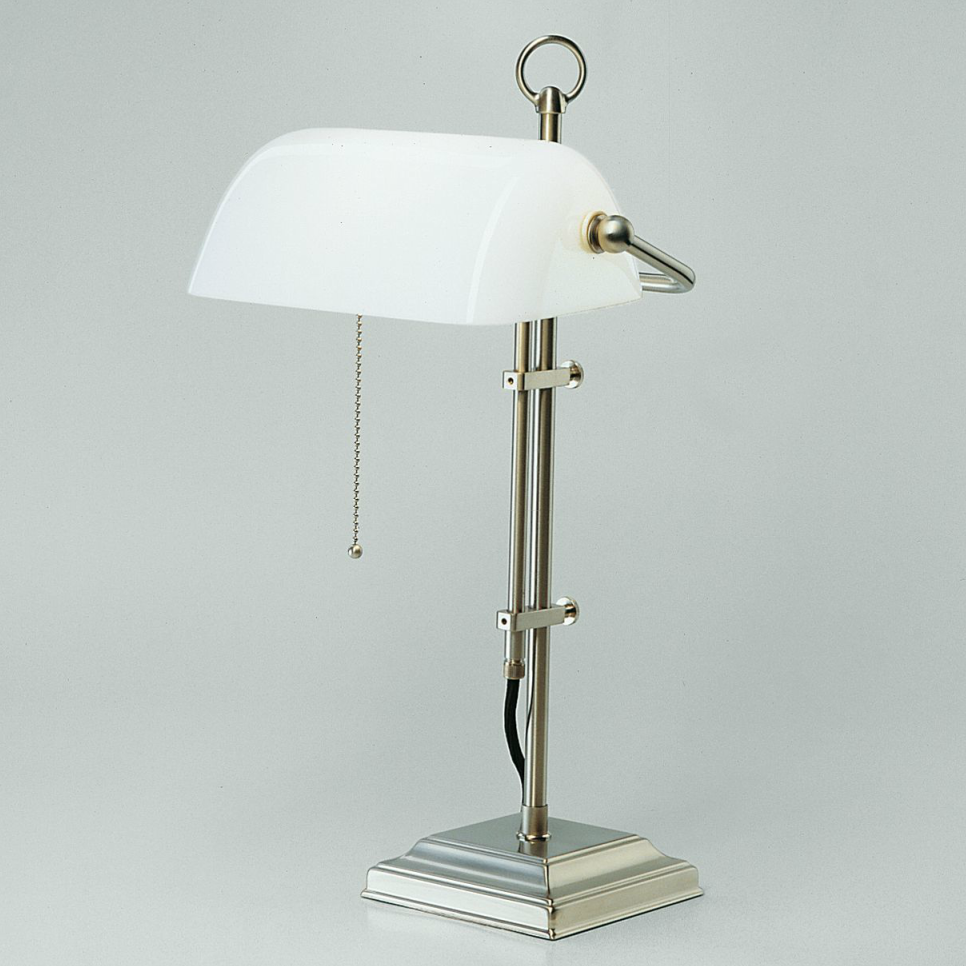 Lampe de banque moderne Nickel mat | Blanc opale