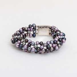 Bracelet Perles Gris/Violet Pluie