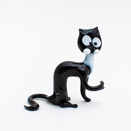 Sculpture en verre Chat noir