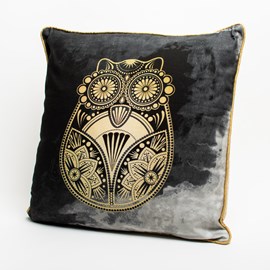 Coussin Hibou Or