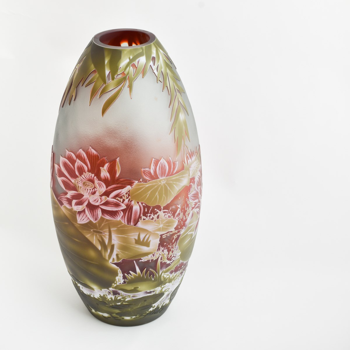 Vase en verre camée Lily Pond