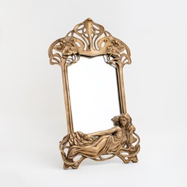 Miroir de table Art Nouveau dame allongée