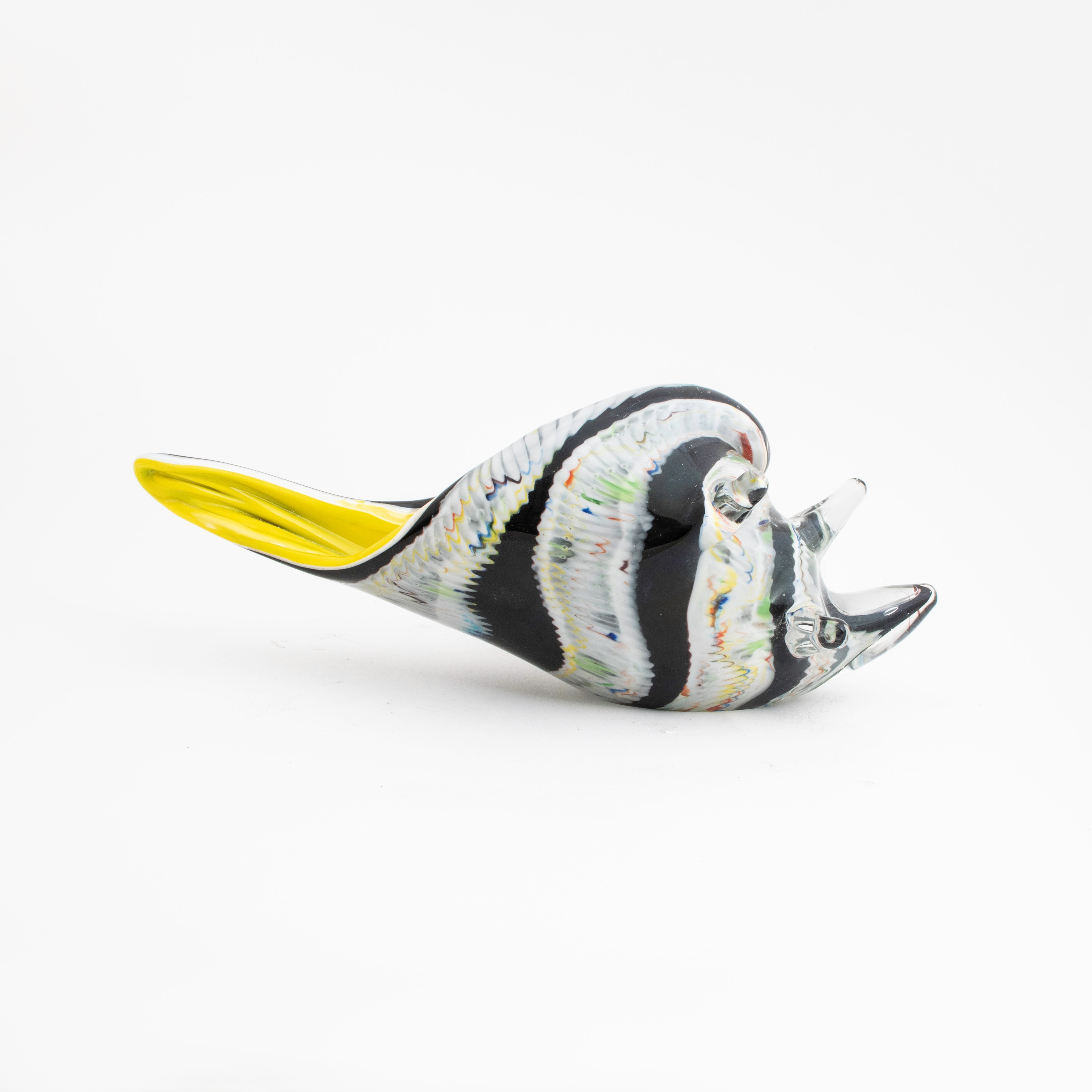 Sculpture Verre Coquillage Noir Blanc