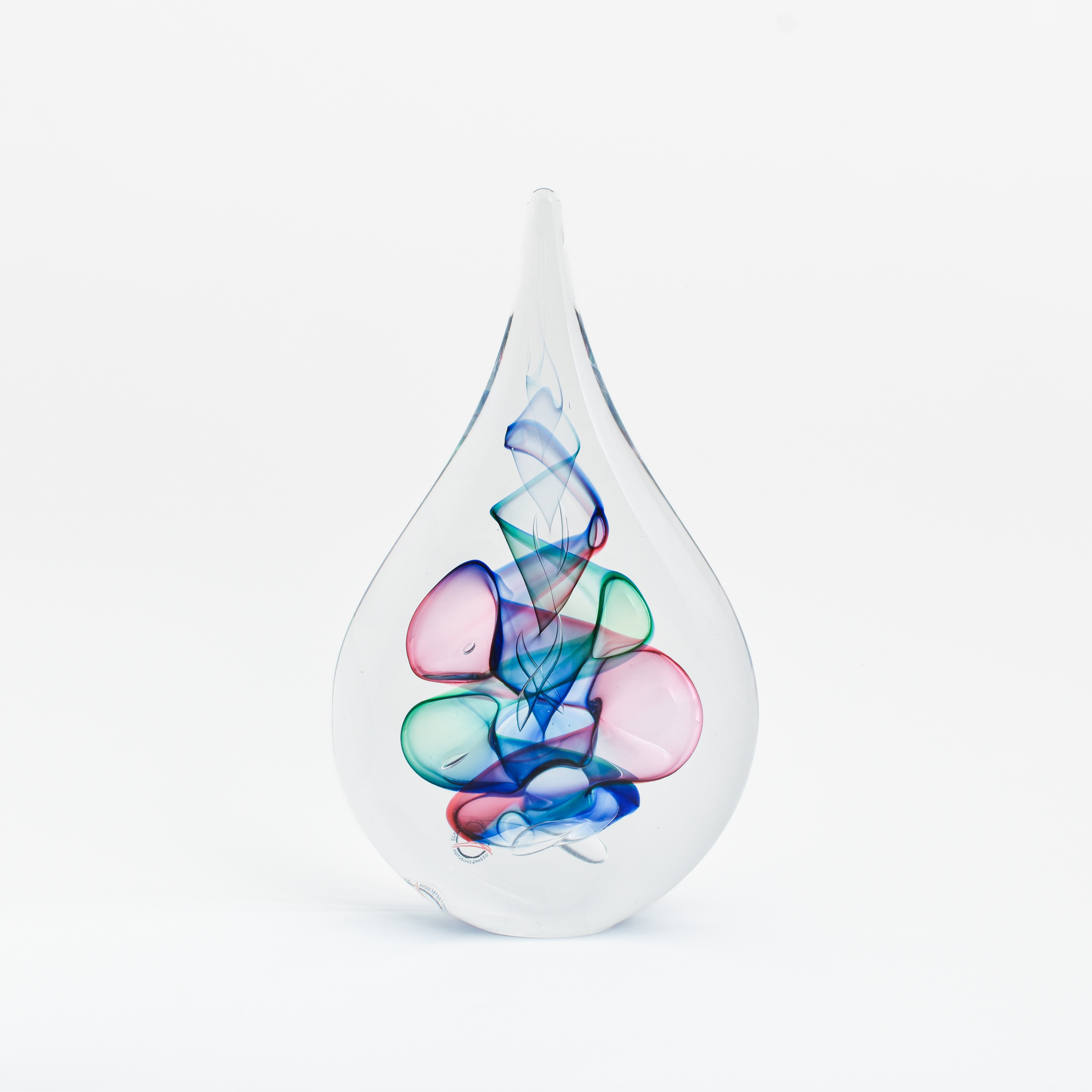 Sculpture en verre Goutte Rouge Vert Bleu