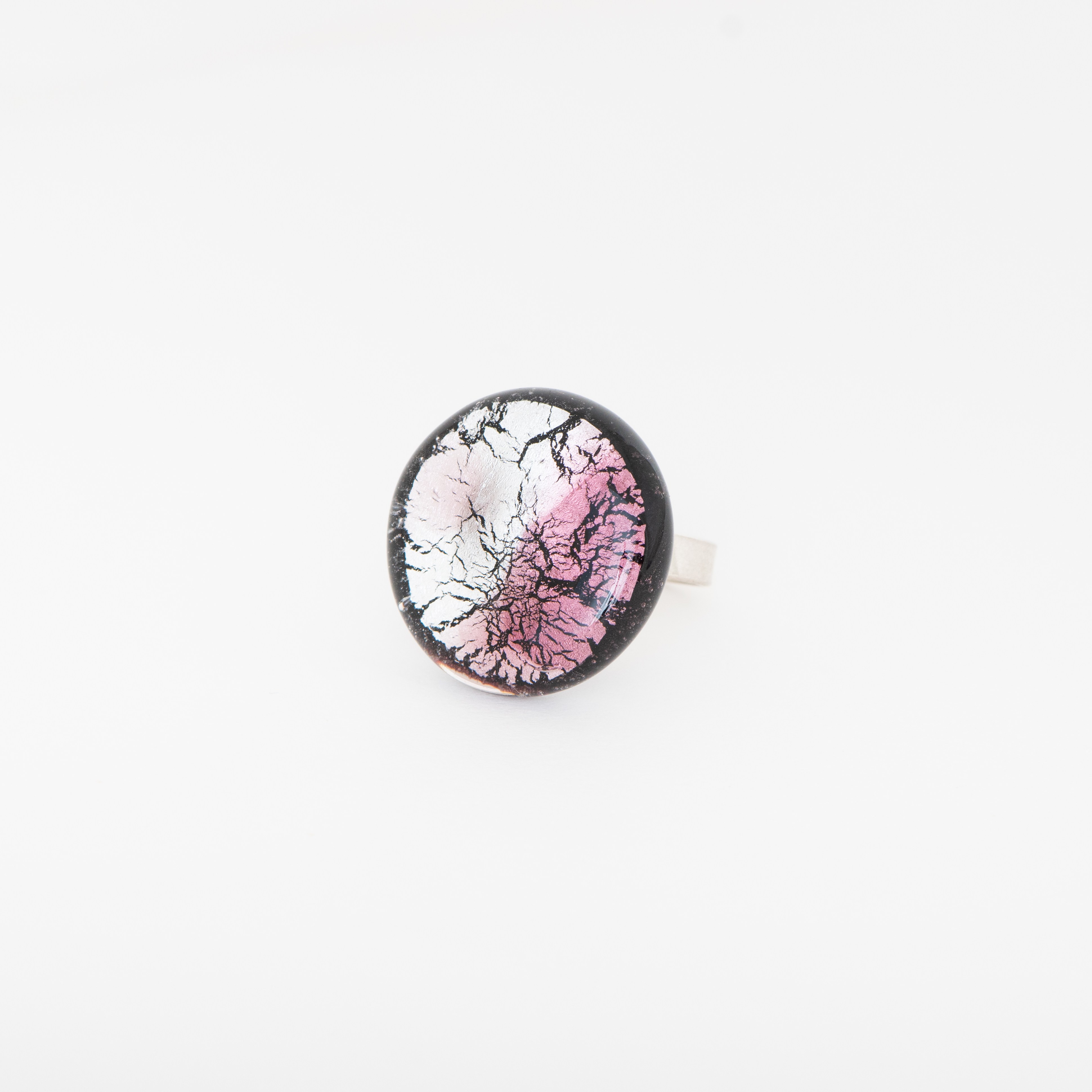 Bague Minuit Lune Bleu Rose / Argent
