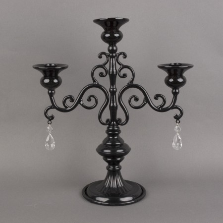 Low Candle Holder Decorate Black 3 Prises de bougie