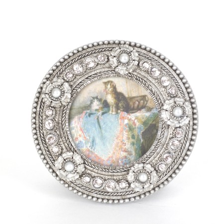 Cadre Photo Rond Avec Perles et Petites Pierres de Strass