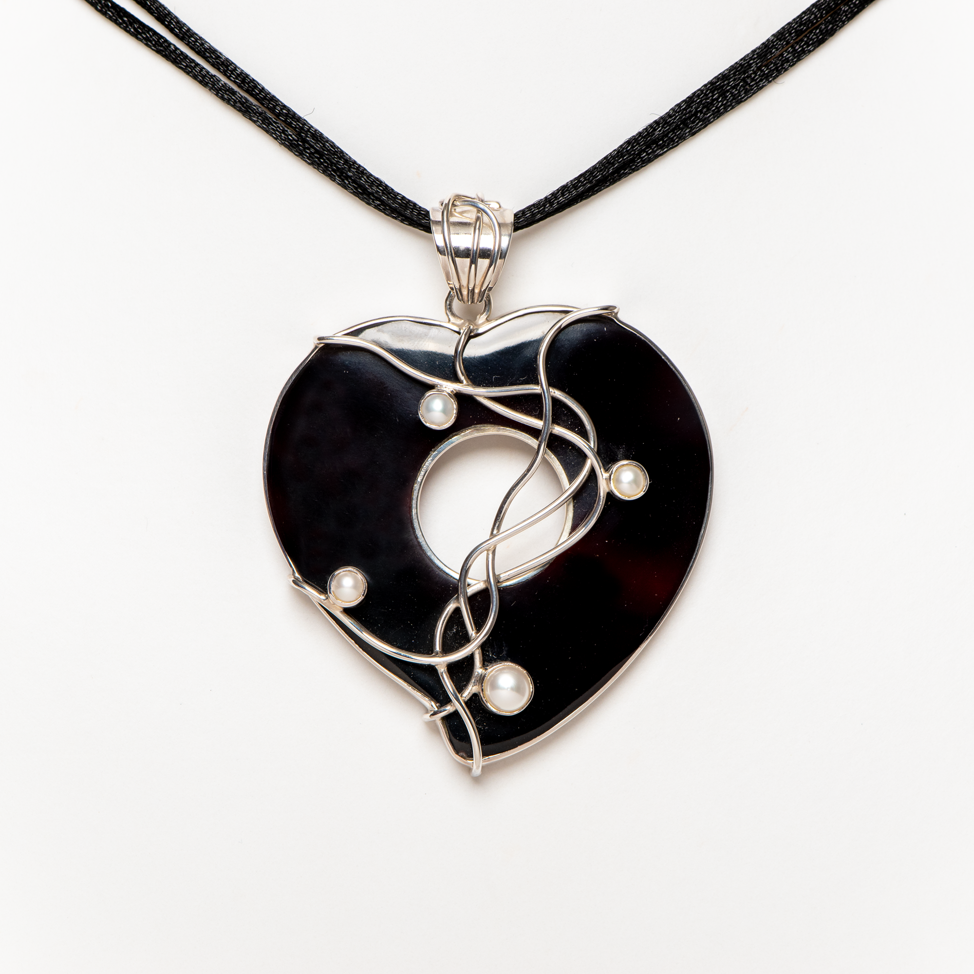 Pendentif Argent Noir Nacré
