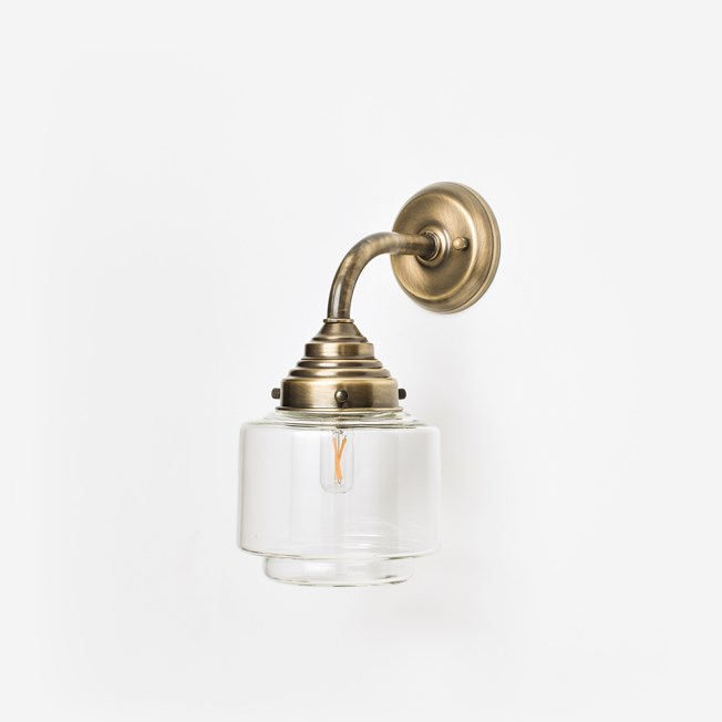 Applique Murale Stepped Cylinder Small Clear Curve Bronze