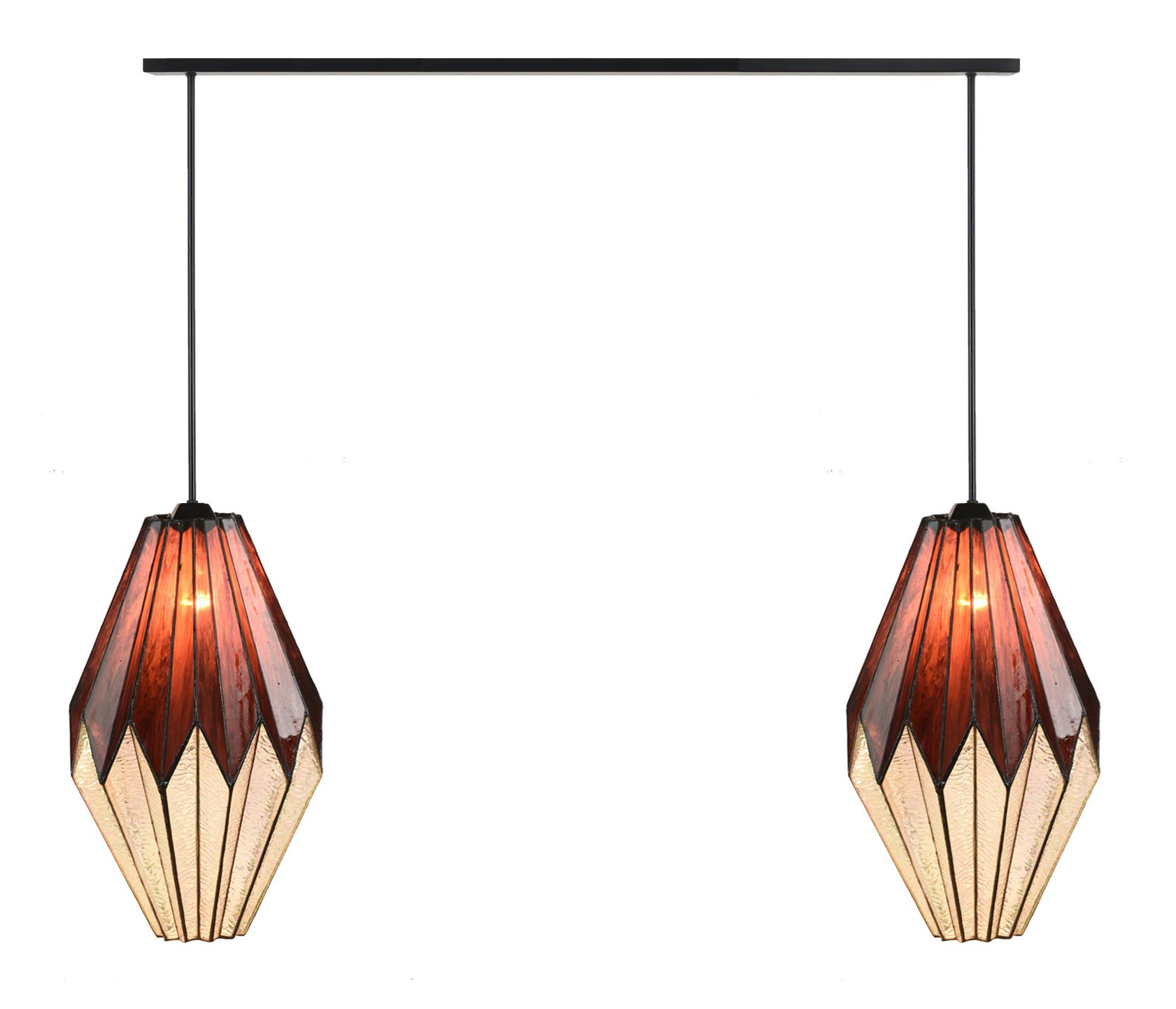 2 x Tiffany Origami avec Pendante sur poutre de plafond