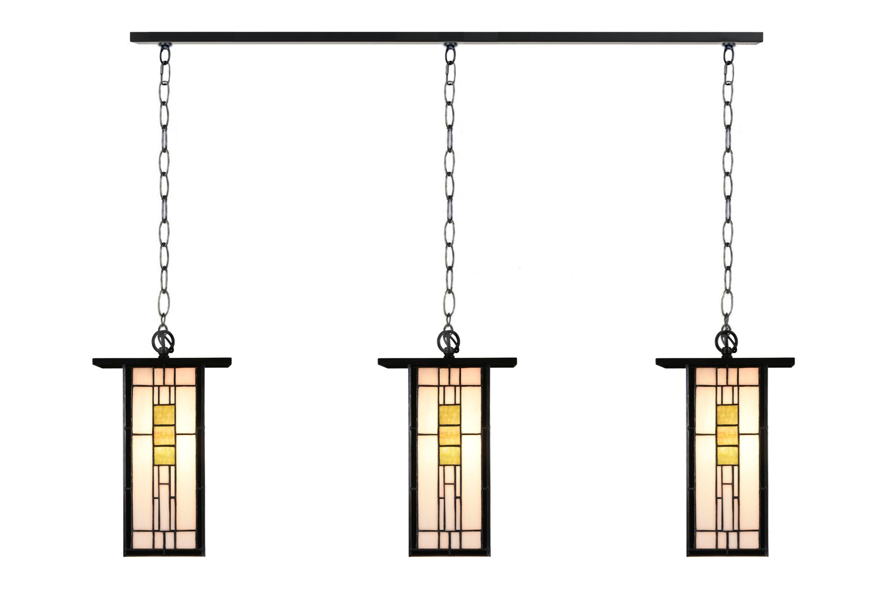 3 x Tiffany So Long Frank Lloyd Wright with chain to ceiling beam