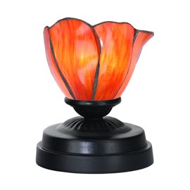 Lampe de table basse Tiffany noire avec Tender Poppy