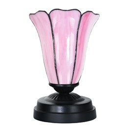 Lampe de table basse Tiffany noire avec Liseron Pink