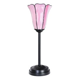 Lampe de table Tiffany slim noire avec Liseron Pink