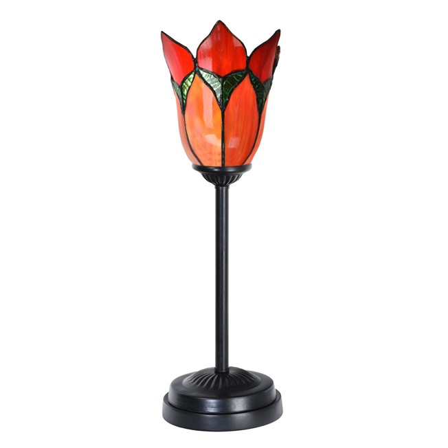 Lampe de table Tiffany slim noire avec Lovely Flower Red