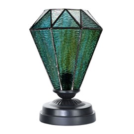 Lampe de table basse Tiffany noire avec Arata Green