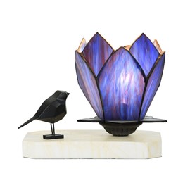 Lampe à poser / sculpture Tiffany Ballade d'Oiseau Blue Lotus