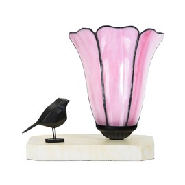 Lampe à poser / sculpture Tiffany Ballade d'Oiseau Liseron Pink