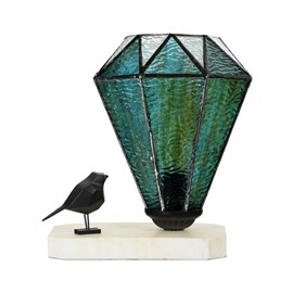 Lampe à poser / sculpture Tiffany Ballade d'Oiseau Arata Green