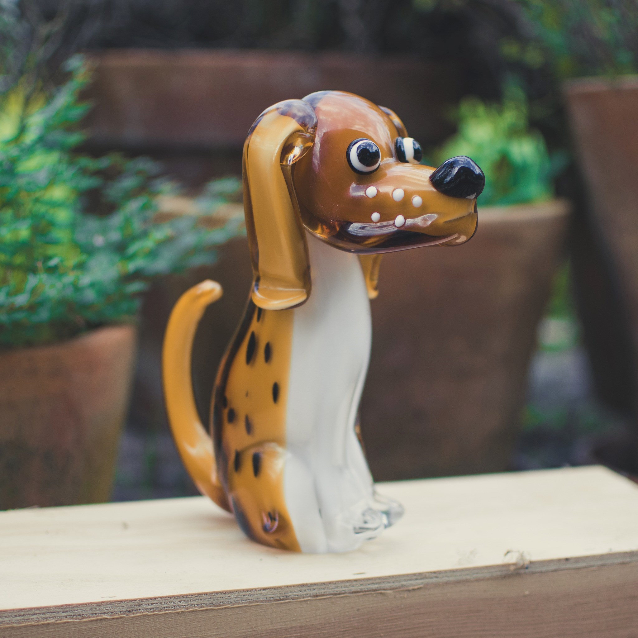 Sculpture en verre Chien Marron