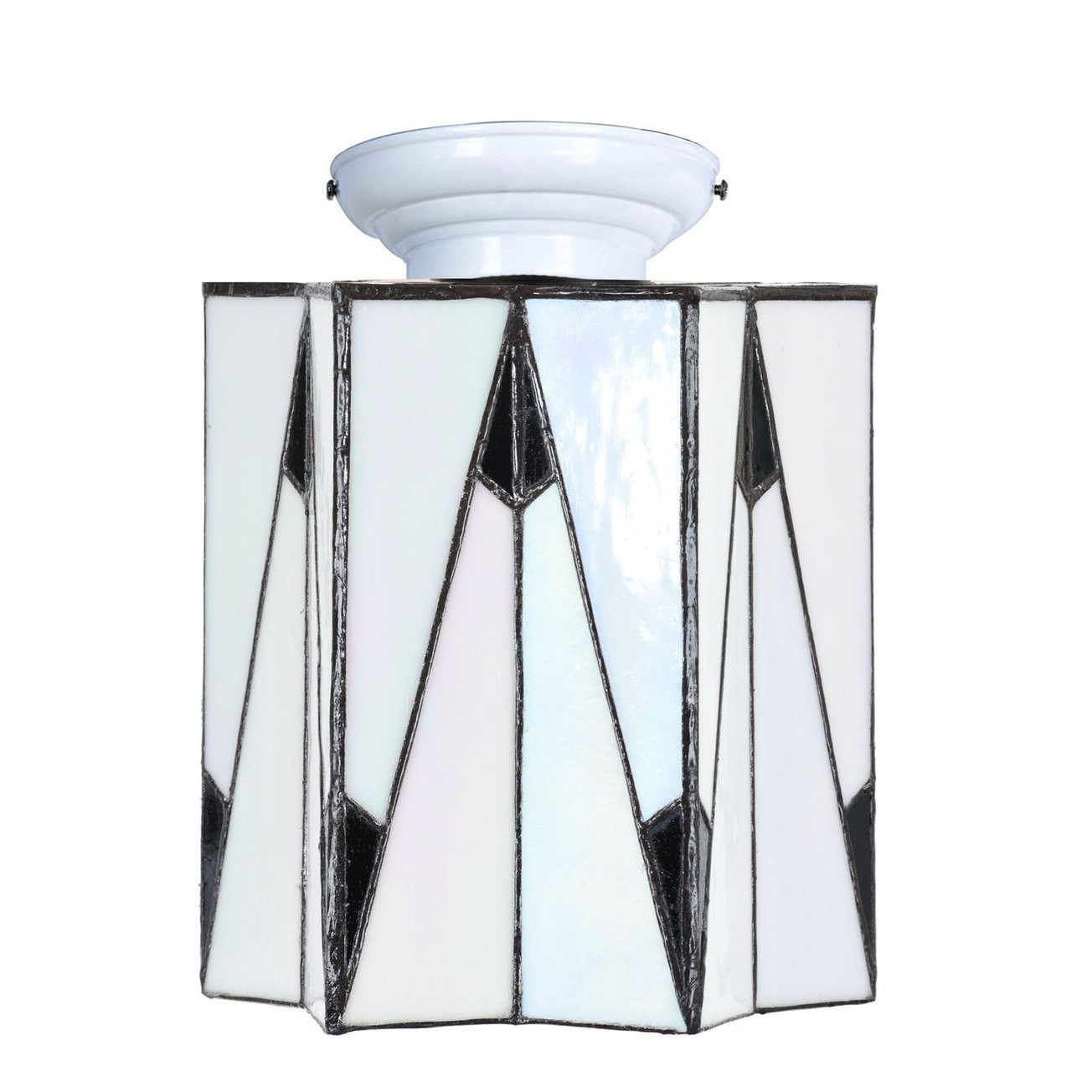 Plafonnier Tiffany blanc avec French Art Deco
