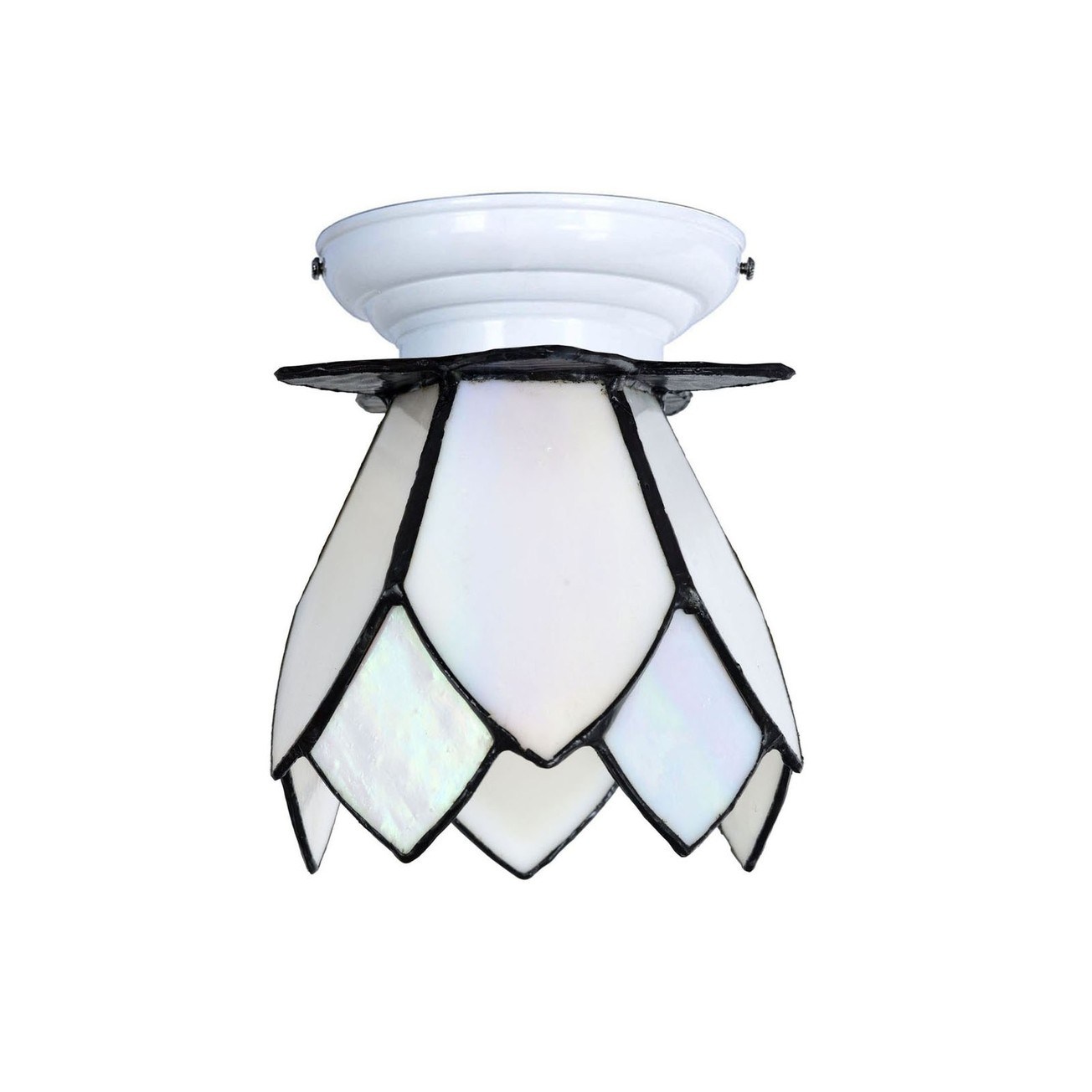 Plafonnier Tiffany blanc avec White Lotus