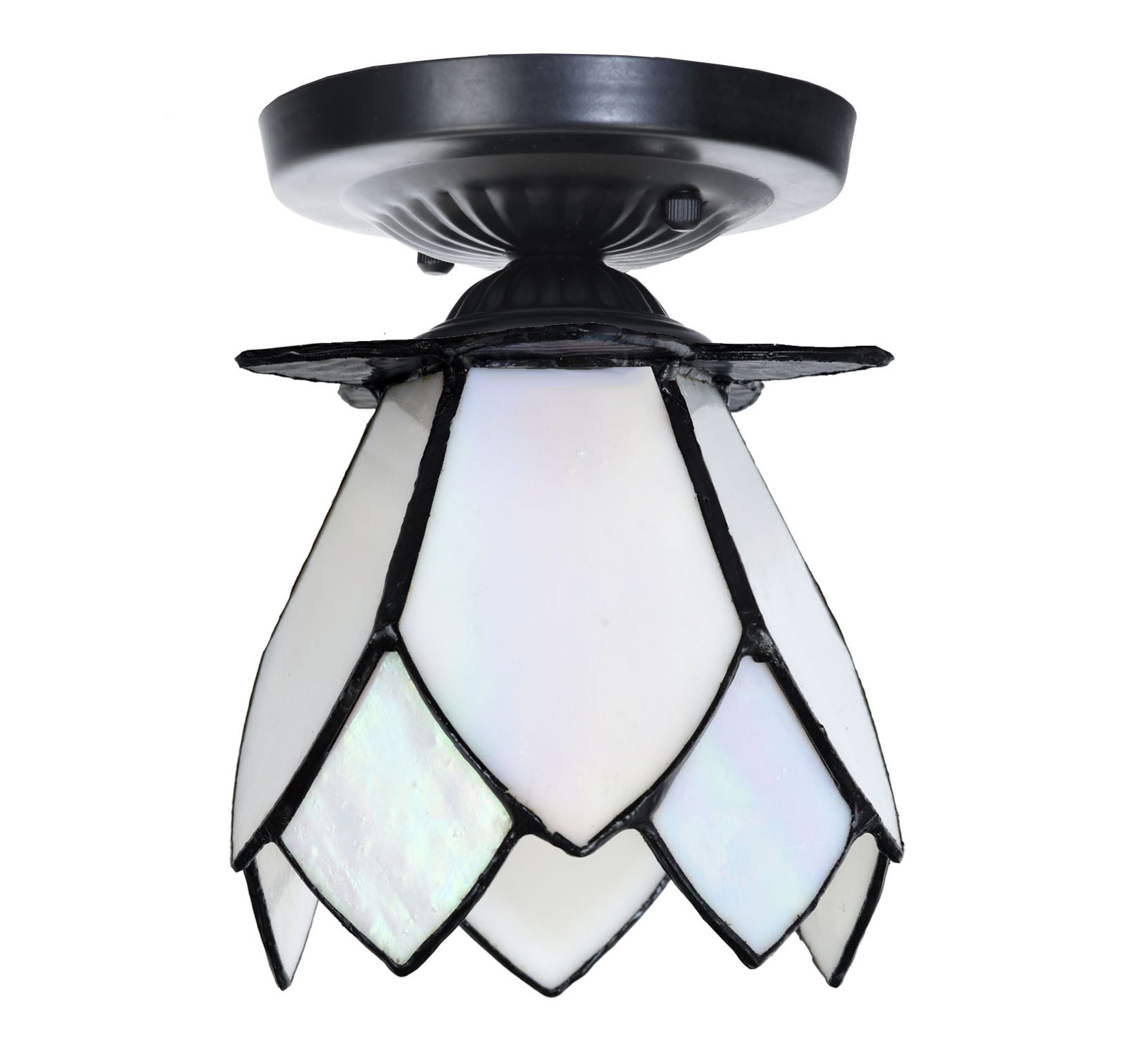 Plafonnier Tiffany noir avec White Lotus