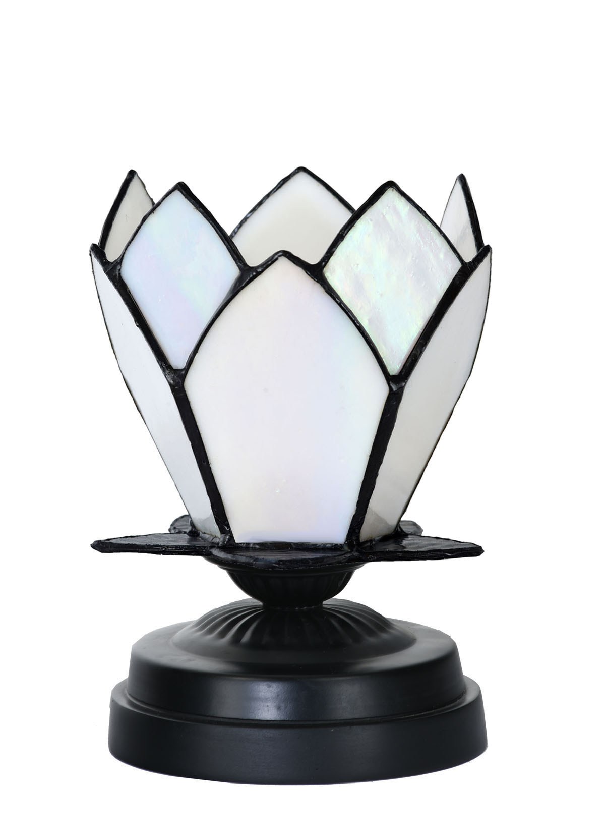 Lampe de table basse Tiffany noire avec White Lotus