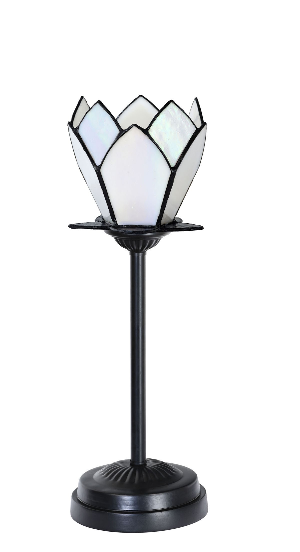 Lampe de table Tiffany slim noire avec White Lotus