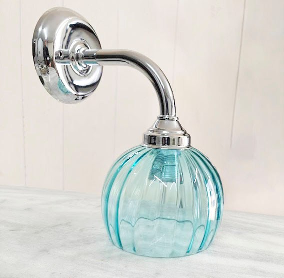 Applique murale Calabash Blue Ø 13 Courbe Chrome