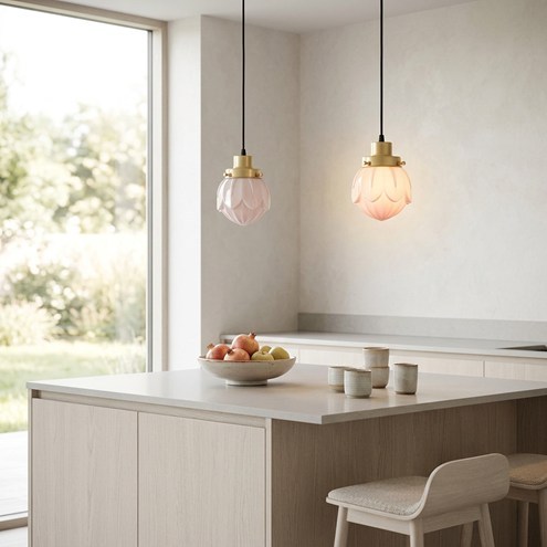 Suspension sur cordon Lotus Blush 20's Laiton