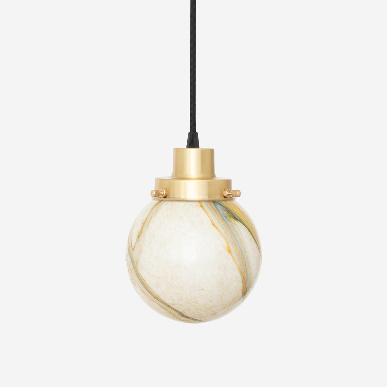 Suspension sur cordon sphère en marbre 20's Laiton