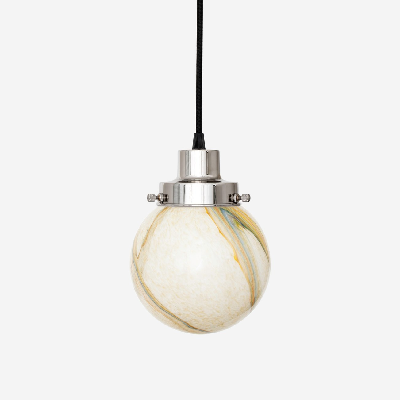 Suspension sur cordon sphère en marbre 20's Nickel