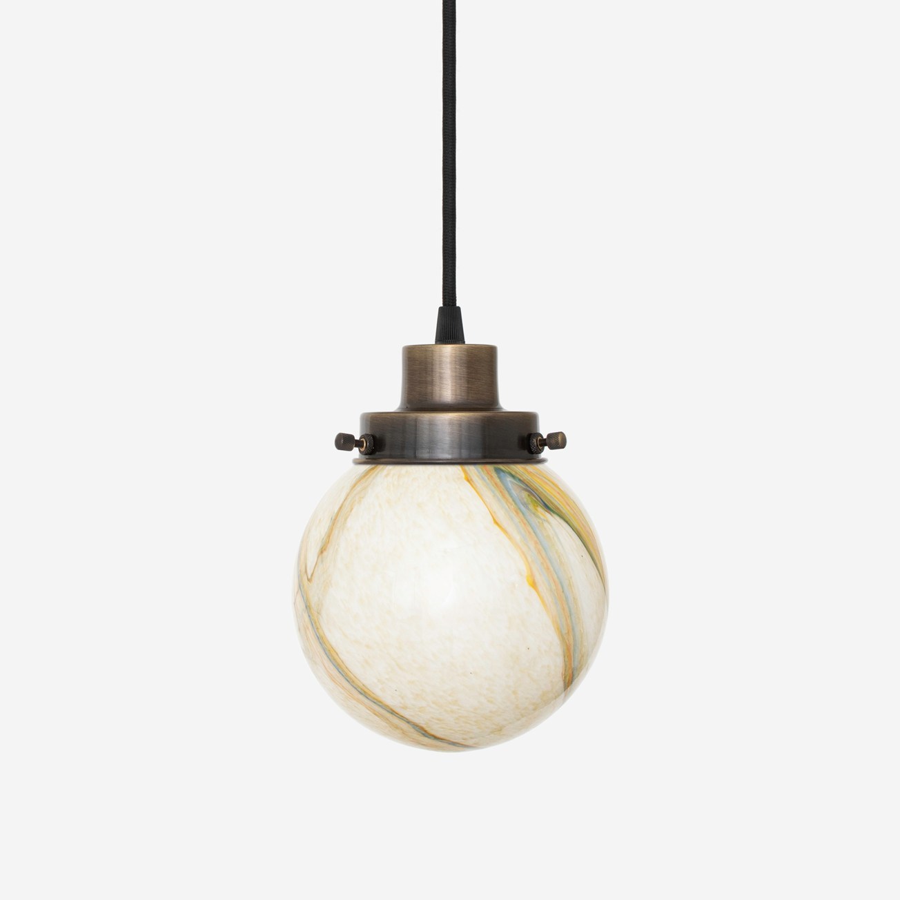 Suspension filaire, sphère en marbre, bronze années 20
