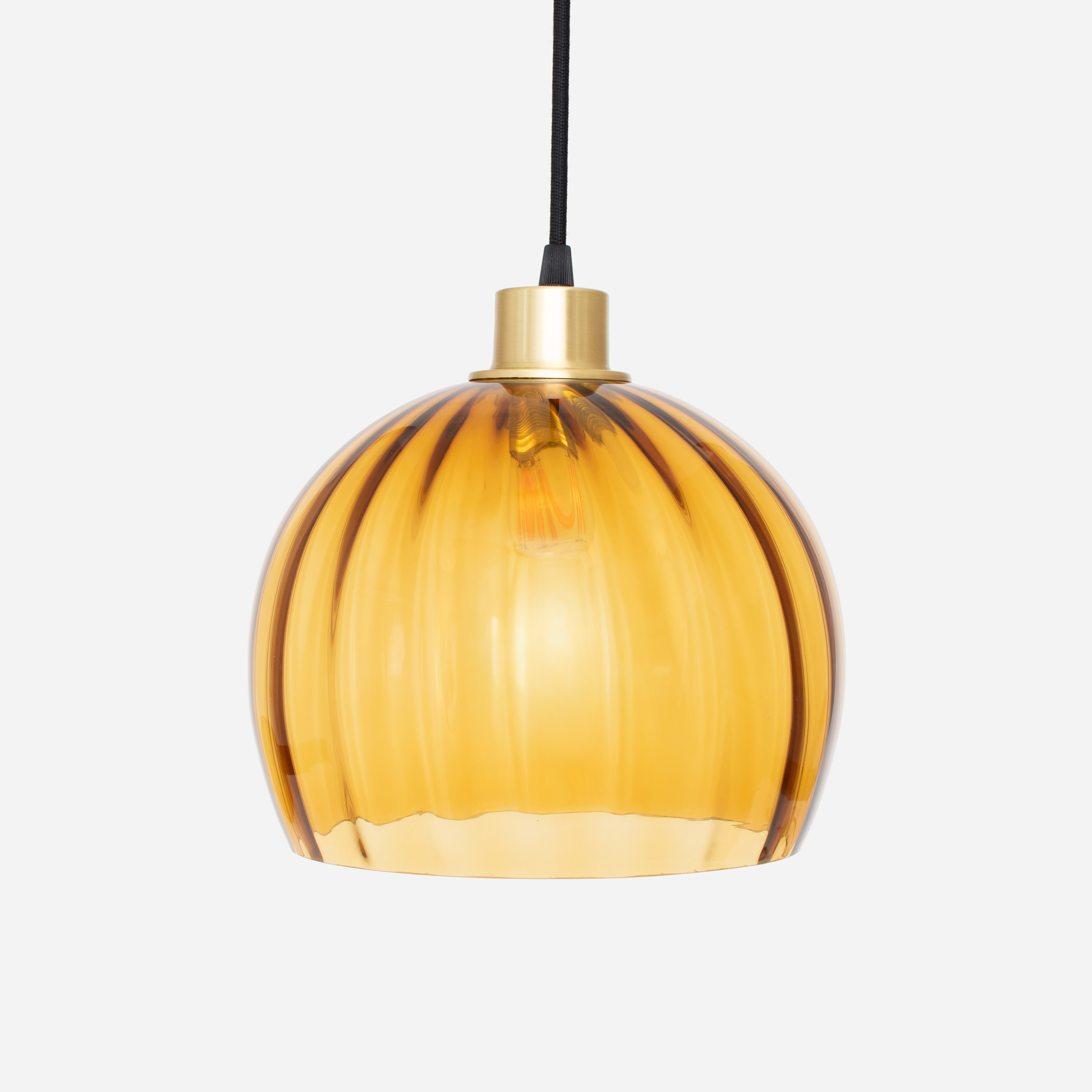 Suspension sur cordon Calabash Large Amber 20's Laiton