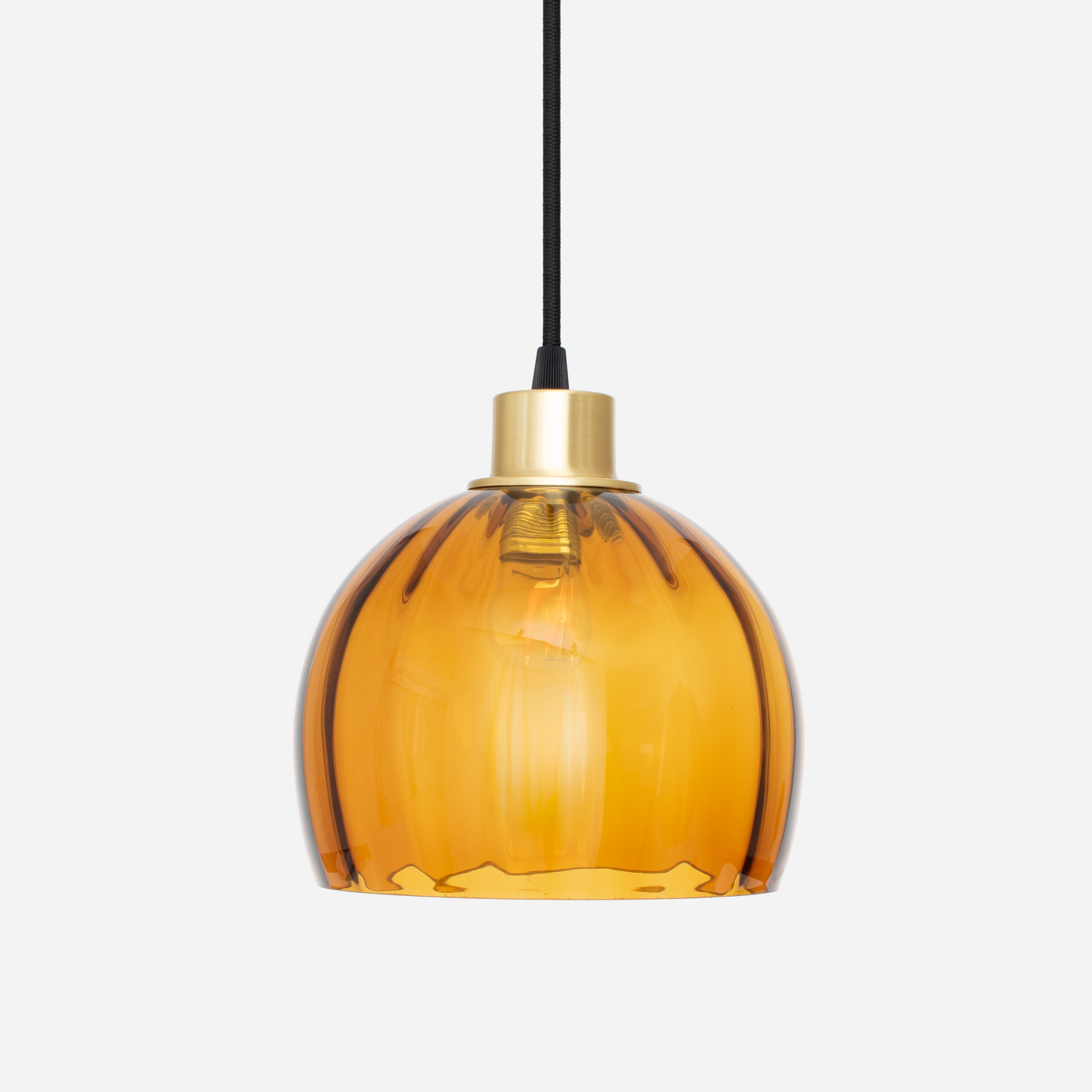 Suspension sur cordon Calabash Medium Amber 20's Laiton