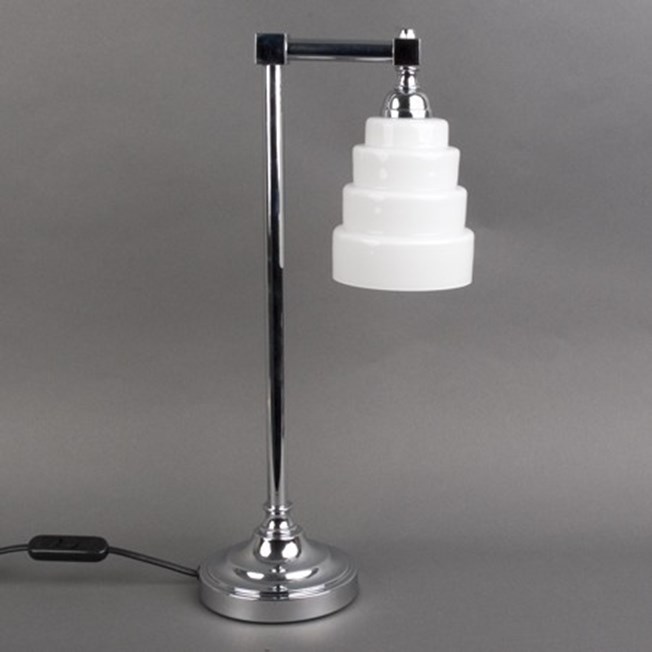 Lampe de salle de bains Lampe de table plaquée chrome avec verre