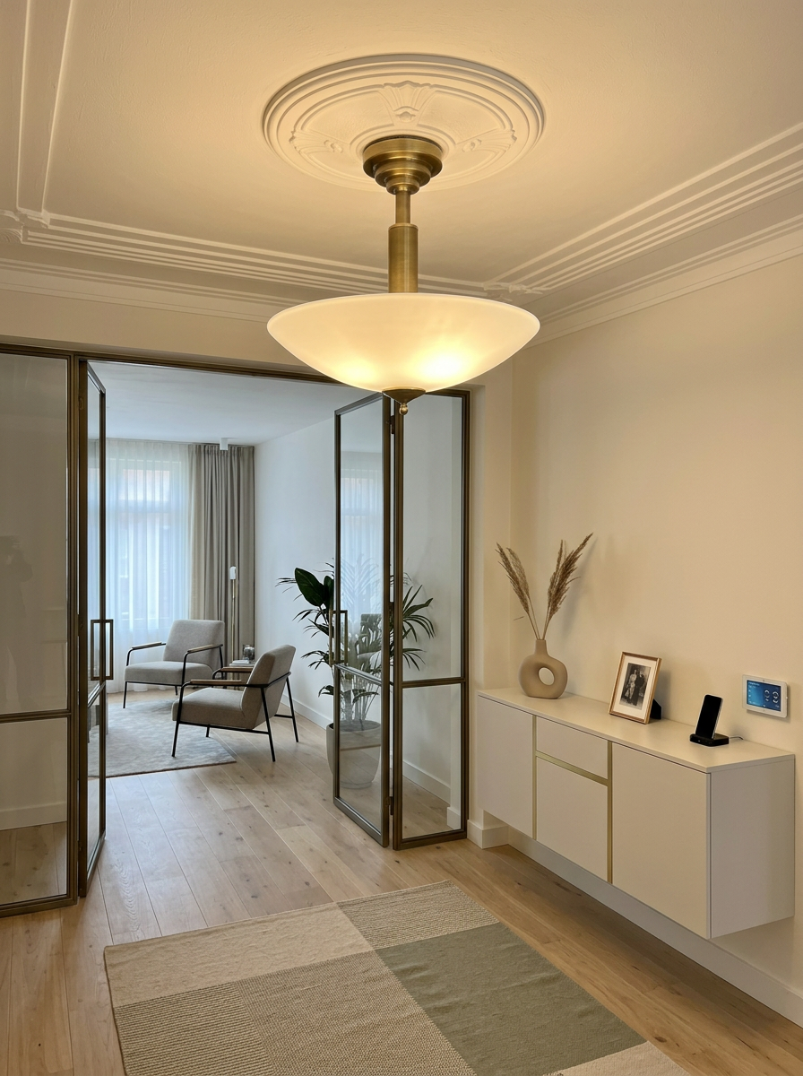 Coupe en verre Ø 50 cm sur pendentif robuste