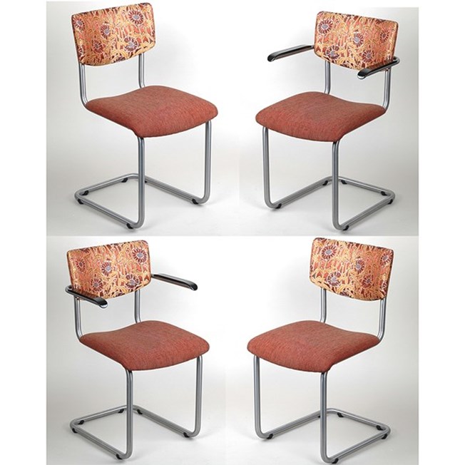 Lot de 4 chaises tubulaires RVS Lalique