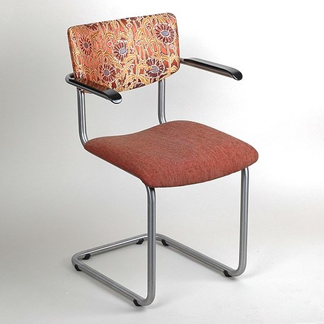 Chaise en tube chromé avec tissu Lalique